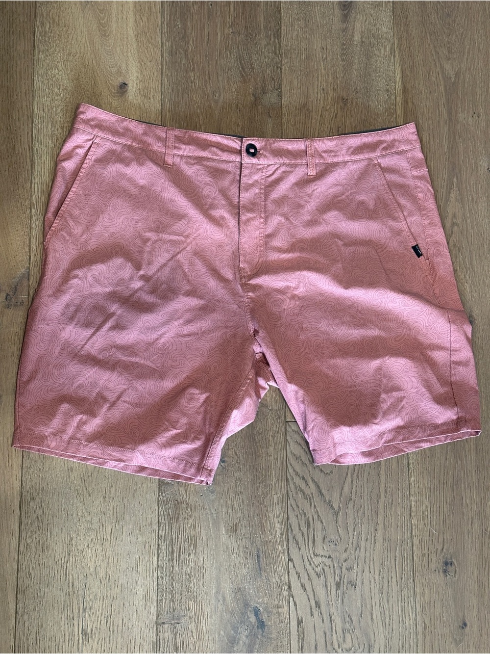 Rip Curl Men's Salmon Pink Patterned Flat Front Shorts